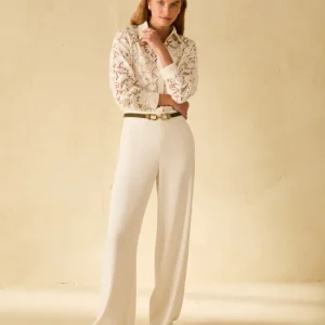 Pennyblack Pantaloni ampi in tessuto sablé PITTURA