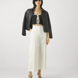 WEEKEND max mara pantaloni in tela di lino ecosostenibile ZIRCONE