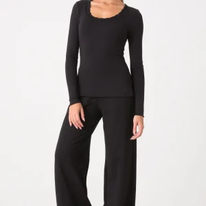 T-SHIRT L/S CON DETTAGLIO IN PIZZO