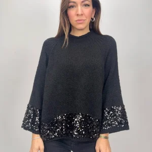 Maglione con fascia paillettes