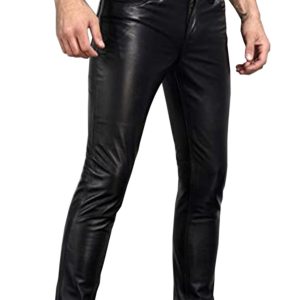 Pantalone Nero in Vera Pelle da Uomo