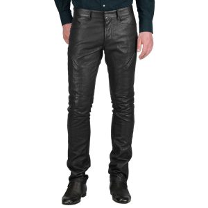 Pantalone Nero in Vera Pelle 100% da Uomo Leather Pants Black