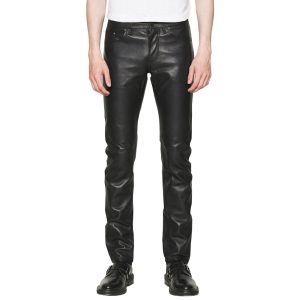 Pantalone Nero in Vera Pelle da Uomo Leather Pants Black