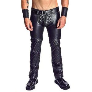 Pantalone Nero Biker da Uomo in Vera Pelle Leather Pants