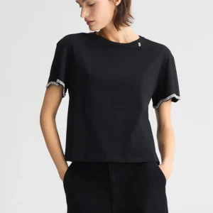 Liujo T-shirt in cotone con strass ecosostenibile WA5182JS90422222