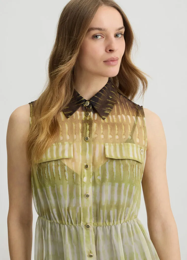 Liujo Abito chemisier in chiffon stampato ecosostenibile WA5031TS079M9549 - immagine 3