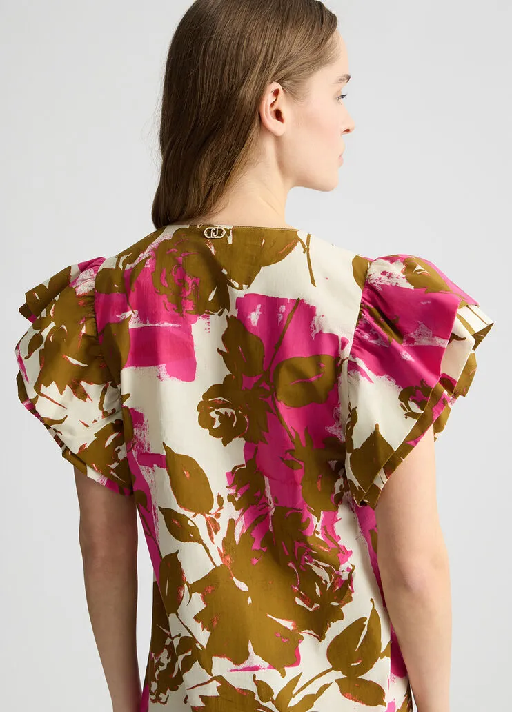 Liujo Abito corto in popeline stampato ecosostenibile WA5358T4853Z9808 - immagine 4