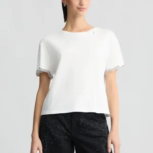 Liujo T-shirt in cotone con strass ecosostenibile WA5182JS90411110