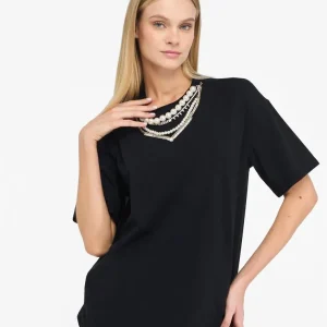 Liujo T-shirt con perle e strass ecosostenibile CF5063J008822222