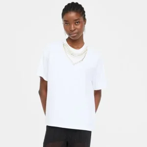 Liujo T-shirt con perle e strass ecosostenibile CF5063J008811111