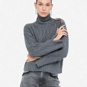 Liujo Dolcevita in lana con bottoni gioiello MF5425MS04002050