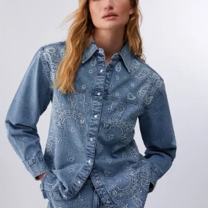 Liujo Camicia in denim con ricami UA6145D031379016