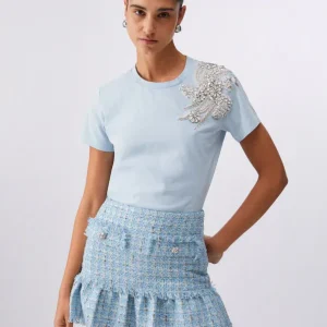 Liujo T-shirt con ricamo gioiello CA6010J3868P9748