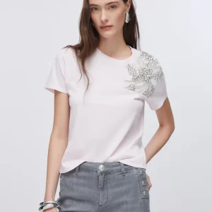 Liujo T-shirt con ricamo gioiello CA6010J3868P9749