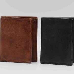 Portafoglio Verticale Trifold in pelle vintage