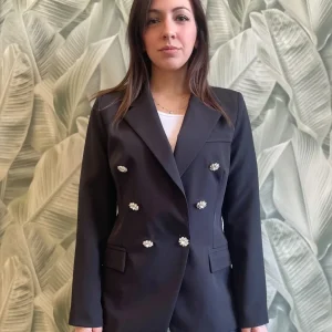 Blazer doppiopetto con bottone gioiello