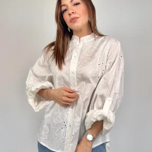 Camicia Alla Coreana In Sangallo