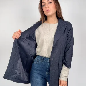 Blazer monopetto effetto denim