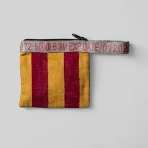 PUEBCO Pochette in cotone a righe bordeaux senape