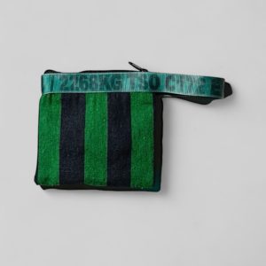 PUEBCO Pochette in cotone a righe blu verde