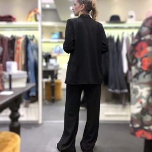 Giacca donna over monopetto spalline nero