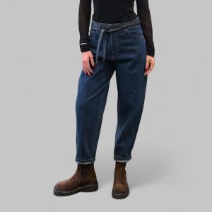 Jeans donna vita alta blu a carota