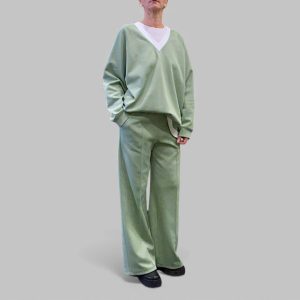 Completo tuta donna handmade verde acqua