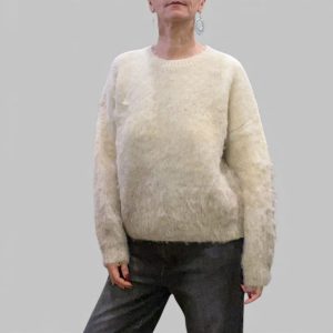 Maglia donna misto lana sabbia sfumata tortora