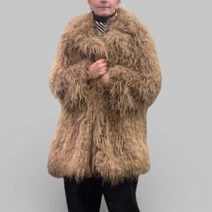 Ecopelliccia donna lunga effetto mongolia miele