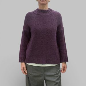 Maglia donna misto lana viola