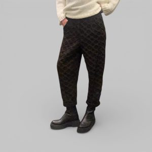 Pantalone donna con disegno in rilievo marrone nero