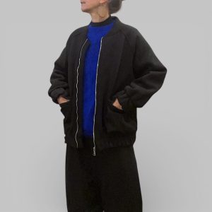 Bomber giacca donna felpato nero