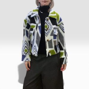 Giacca donna corta lana a fantasia