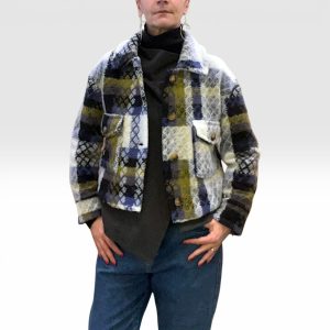 Giacca donna corta lana a fantasia