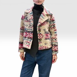 Giacca donna corta lana a fantasia