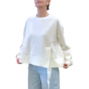 Felpa donna over con spacco bianco