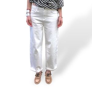 Jeans donna gamba larga bianco