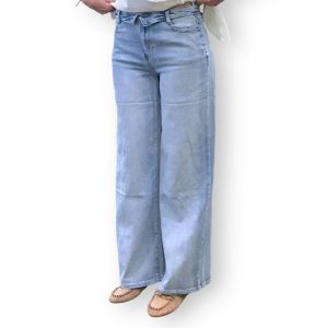 Jeans wide leg donna azzurro chiaro