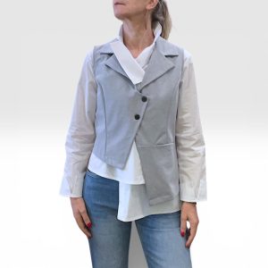 Gilet donna asimmetrico grigio perla