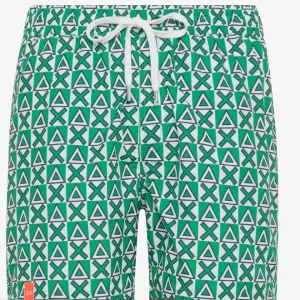 Sun68 Swim Pant Micrologo All Over Bianco/Verde Prato