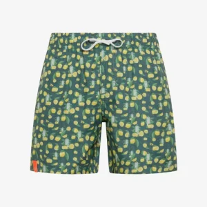 Sun 68 – Swim Boxer mare con stampa verde scuro e gialla limone