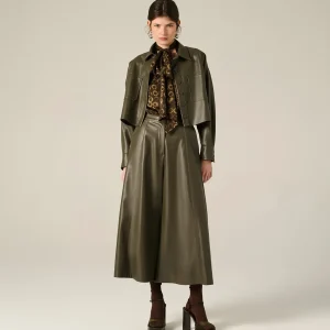 Manila Grace Camicia Crop In Ecopelle Con Tasche C080EUMA339