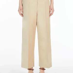WEEKEND max mara pantaloni in cotone e lino ecosostenibile ZIRCONE