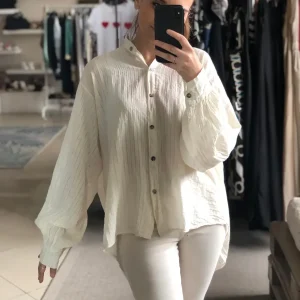 Camicia leggerissima in cotone con collo coreana