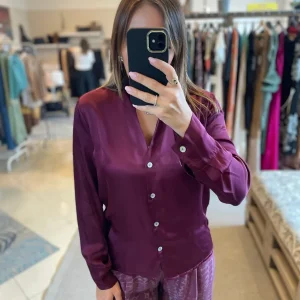 Camicia con colletto alla coreana in viscosa