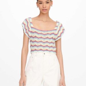 Top intrecciato multicolor