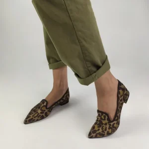 Ballerine in tessuto animalier