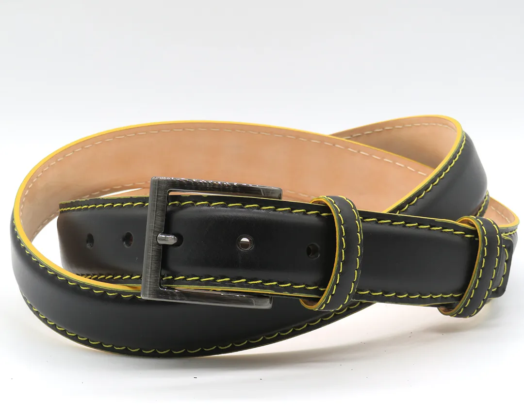 Cintura Marcapunto in pelle nera Bordo Color - immagine 3