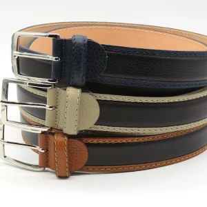 Cintura Bicolore in Pelle moka cm. 3,5