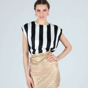 Top Righe con spalline imbottite